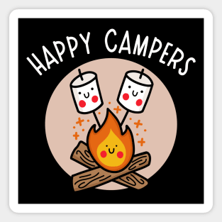 Kawaii Campfire with Happy Marshmallows (dark) Magnet